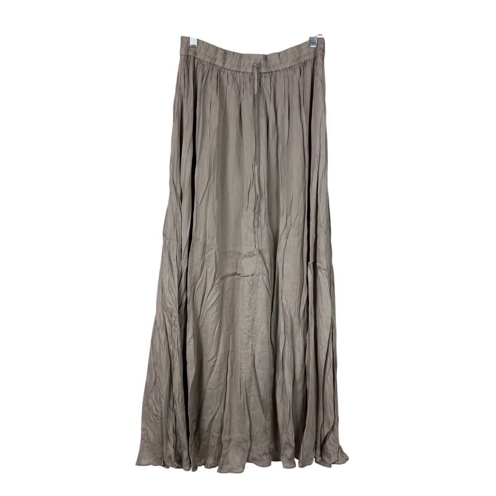 The White Company NWT Satin Pleated Maxi Skirt Size 6 Elastic Waist Lagenlook